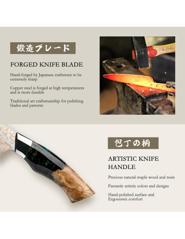 Juego de cuchillos SHAN ZU Damasco 3 piezas acero forjado