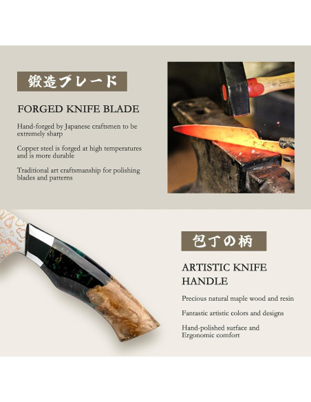 Juego de cuchillos SHAN ZU Damasco 3 piezas acero forjado