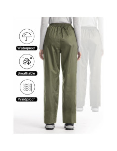 Pantalones de Lluvia iCreek para Mujeres Impermeables Verde 2
