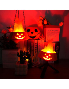 Linterna de Halloween Collasis 3D Calabaza Recargable Naranja 2