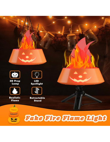 Linterna de Halloween Collasis 3D Calabaza Recargable Naranja