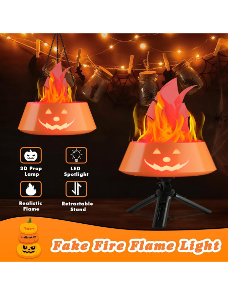 Linterna de Halloween Collasis 3D Calabaza Recargable Naranja