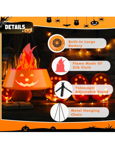 Linterna de Halloween Collasis 3D Calabaza Recargable Naranja