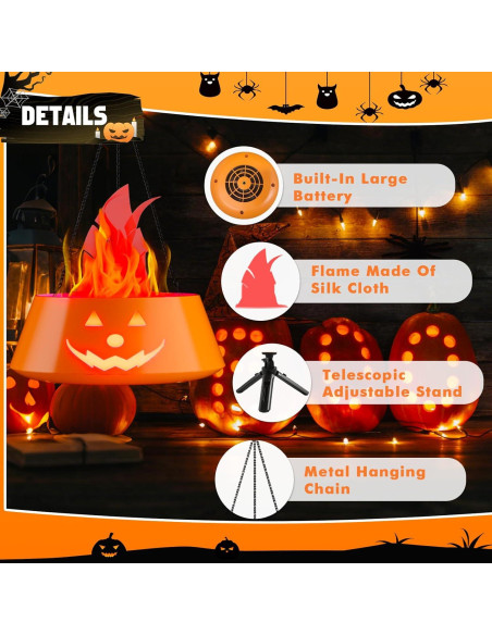 Linterna de Halloween Collasis 3D Calabaza Recargable Naranja