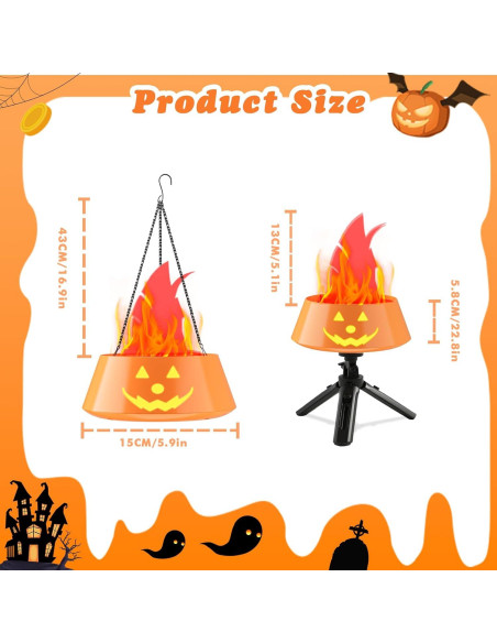 Linterna de Halloween Collasis 3D Calabaza Recargable Naranja