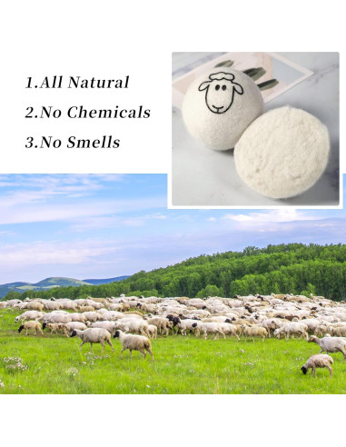 Bolas de Secado de Lana Orgánica Vispayi - 6 Piezas Oveja