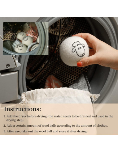 Bolas de Secado de Lana Orgánica Vispayi - 6 Piezas Oveja