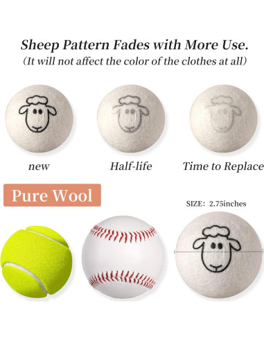 Bolas de Secado de Lana Orgánica Vispayi - 6 Piezas Oveja