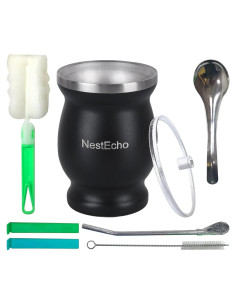 Juego de Tazas de Mate NestEcho 8 Piezas Acero Inoxidable