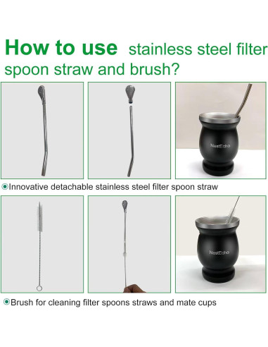 Juego de Tazas de Mate NestEcho 8 Piezas Acero Inoxidable