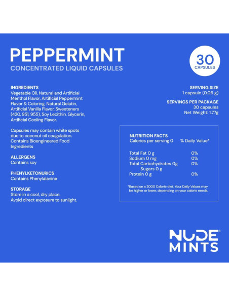 NUDE Mints | Cápsulas Líquidas Menta Pimentada - 300 Unidades