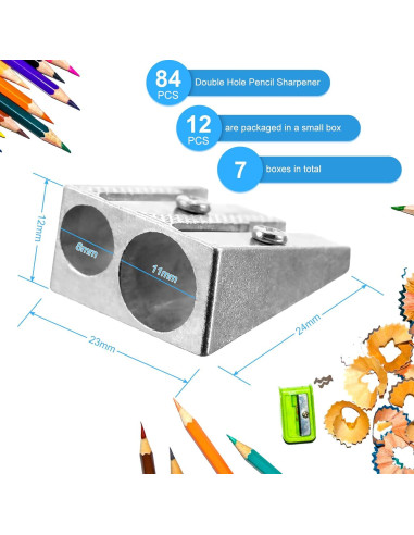 84 Sacapuntas Manuales Doble Agujero Outus Aluminio Plata