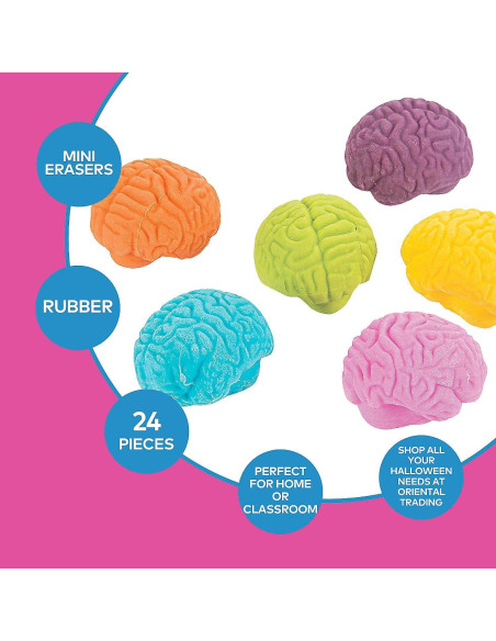 Borradores en forma de cerebro Fun Express - Juego de 24 unidades