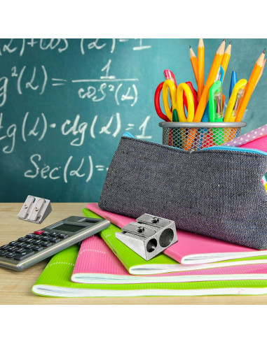 84 Sacapuntas Manuales Doble Agujero Outus Aluminio Plata