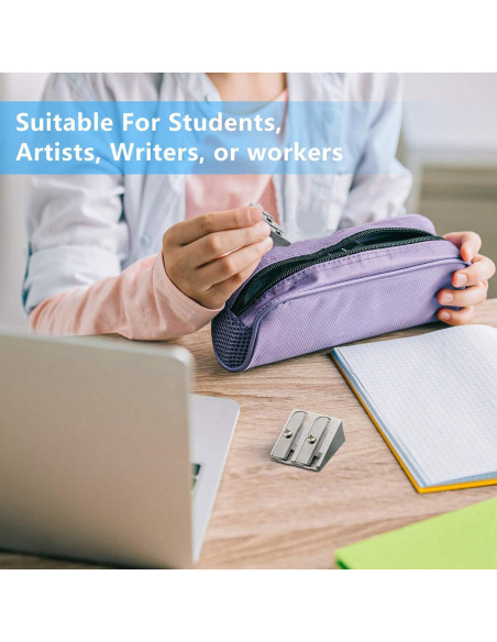 84 Sacapuntas Manuales Doble Agujero Outus Aluminio Plata