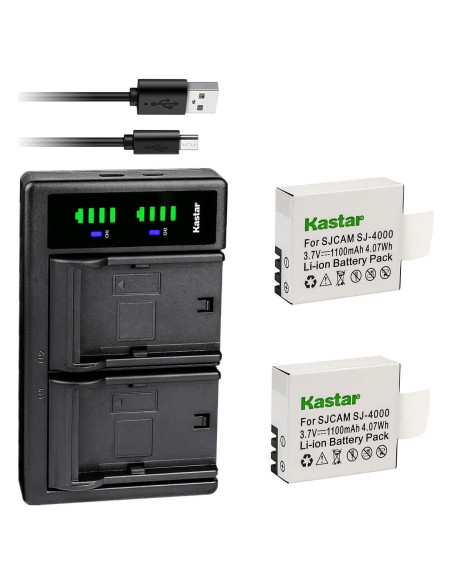 Kastar Cargador USB Dual + 2 Baterías Litio 1100mAh para Cámara