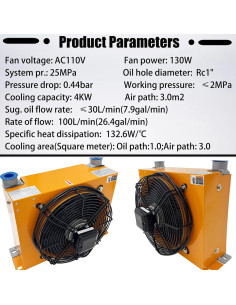 Enfriador de Aceite Hidráulico PreAsion 110V 100L/min Aluminio 2