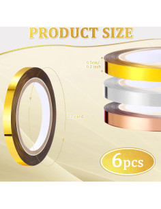 Cinta Washi Decorativa Frienda 6 Pcs Metálica 0.51 cm 2