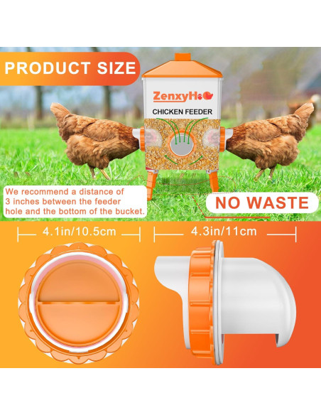 Comedero para Pollos DIY ZenxyHoC 4 Puertos Naranja