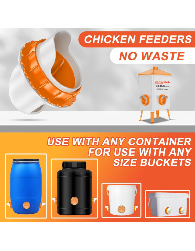 Comedero para Pollos DIY ZenxyHoC 4 Puertos Naranja