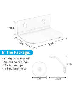Estantes de Ventana Acrílicos Skewo - Paquete de 2 con Ventosas 2