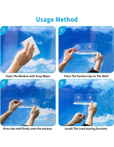 Estantes de Ventana Acrílicos Skewo - Paquete de 2 con Ventosas