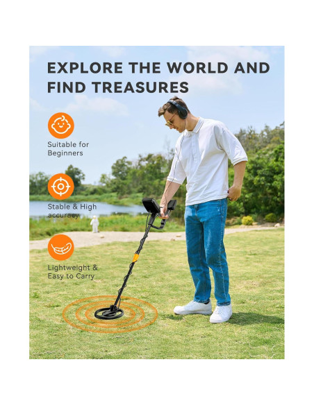 Detector de Metales SUNPOW MD13 Impermeable 8" LCD Ajustable