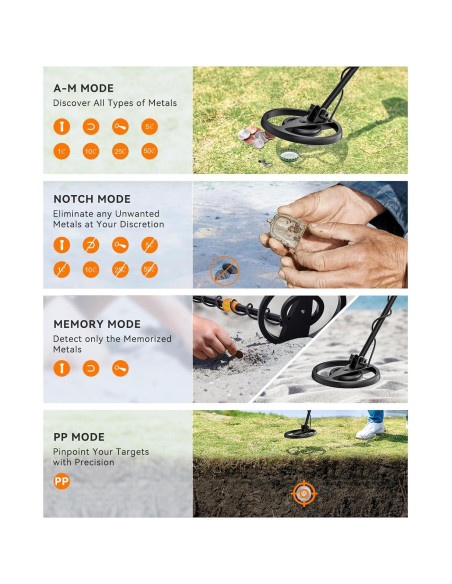 Detector de Metales SUNPOW MD13 Impermeable 8" LCD Ajustable