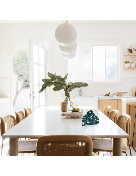 Soporte de Servilletas de Metal Yeaco Moderno Hojas Verdes 14.5 cm