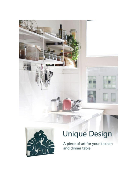 Soporte de Servilletas de Metal Yeaco Moderno Hojas Verdes 14.5 cm