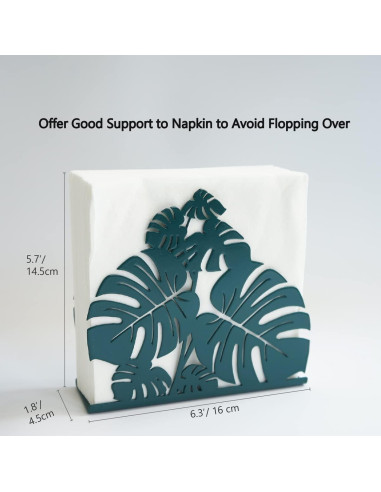 Soporte de Servilletas de Metal Yeaco Moderno Hojas Verdes 14.5 cm