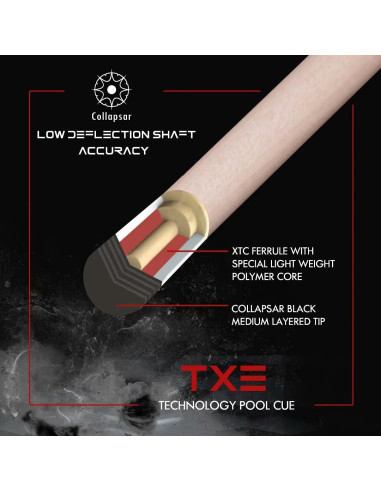 Taco de Billar Collapsar TXE con Funda Dura 19 oz 100% Arce