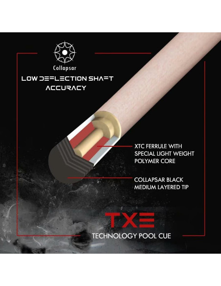 Taco de Billar Collapsar TXE con Funda Dura 19 oz 100% Arce