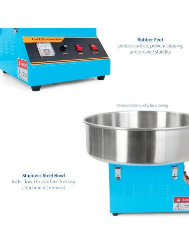 Máquina de Algodón de Azúcar VIVO 1030W Azul con Tazón 50.8cm