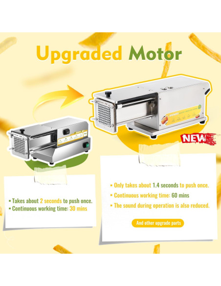 Cortador de Papas Fritas Eléctrico Flyseago 5 Cuchillas Acero Inoxidable