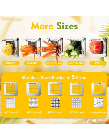 Cortador de Papas Fritas Eléctrico Flyseago 5 Cuchillas Acero Inoxidable