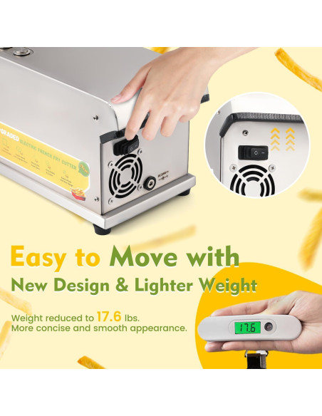 Cortador de Papas Fritas Eléctrico Flyseago 5 Cuchillas Acero Inoxidable