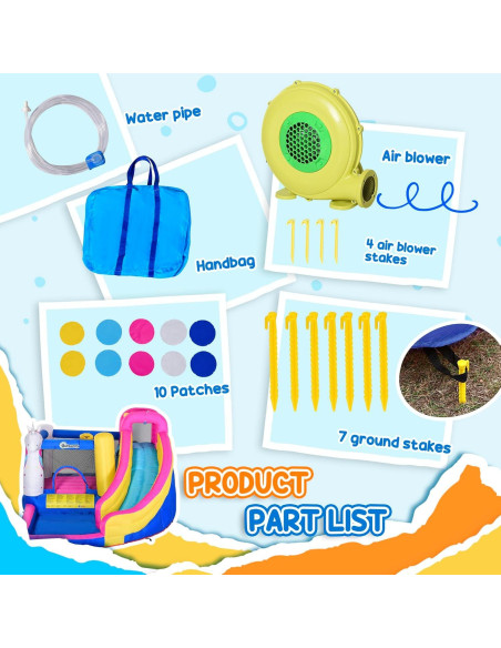 Casa Inflable de Agua Outsunny con Trampolín y Tobogán 3-8 Años