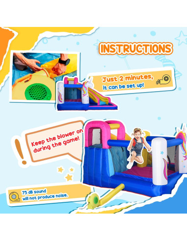 Casa Inflable de Agua Outsunny con Trampolín y Tobogán 3-8 Años