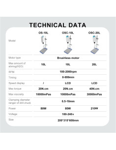 Mezclador Eléctrico de Agitación Digital JOANLAB 20L 100-2000RPM 2