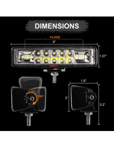 Barra de Luz LED Nicerpro 60W 10000Lm 15cm Impermeable 2 Pzas 2
