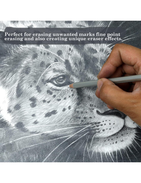 Lápices Borradores KALOUR - 6 Piezas con Brocha y Sacapuntas