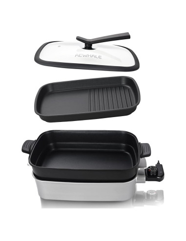 Parrilla Eléctrica Multifuncional AEWHALE 1400W Sin Humo