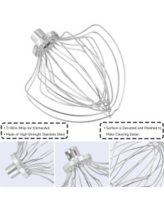 Batidor de 11 Cables KitchenAid Compatible 7 Qt Acero Inoxidable 2