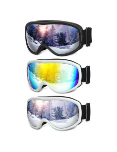 Macarrie 3 Pares Gafas de Esquí OTG Antivaho UV Unisex