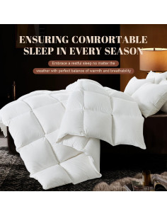 Edredón Queen WhatsBedding de Plumas y Algodón Blanco 2