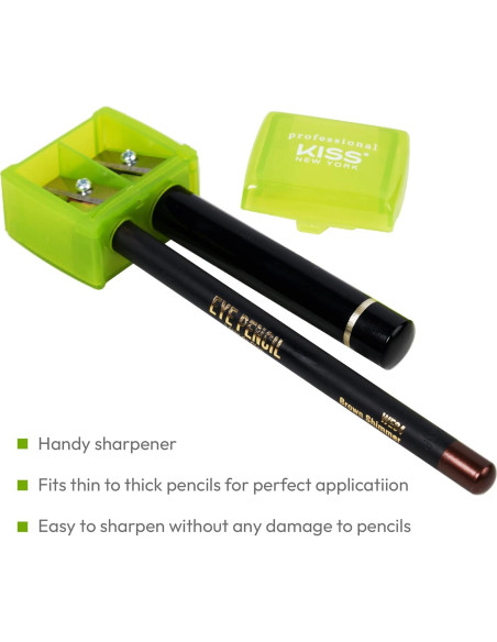 Sacapuntas Doble Profesional Kiss New York para Lápices Cosméticos