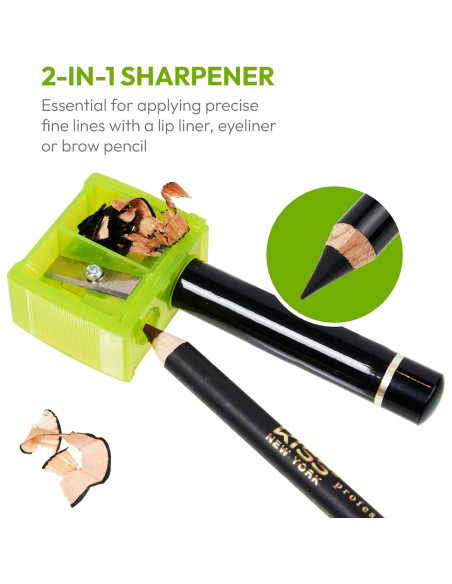 Sacapuntas Doble Profesional Kiss New York para Lápices Cosméticos