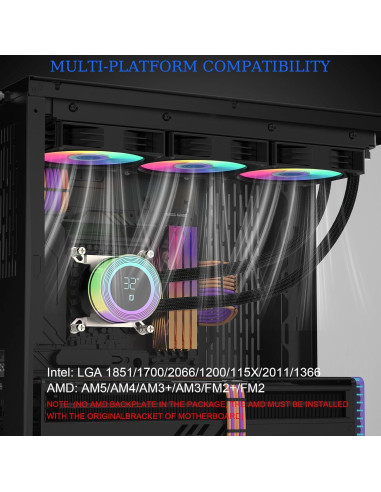 Enfriador AIO 360mm RUIXMIIDII con Pantalla Temperatura ARGB