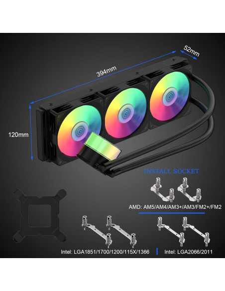 Enfriador AIO 360mm RUIXMIIDII con Pantalla Temperatura ARGB